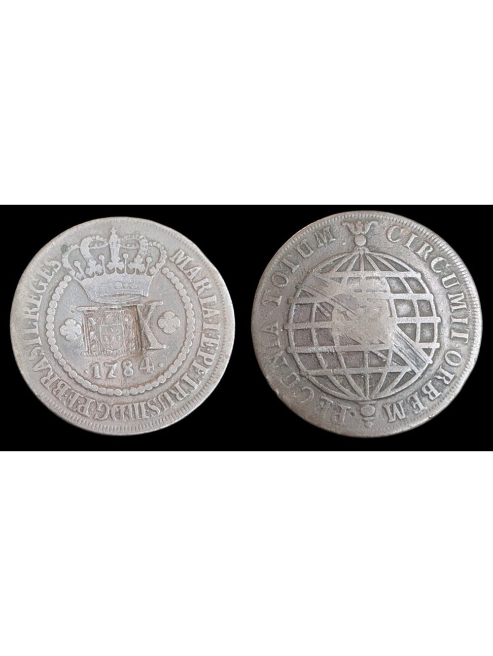 Brazil, Maria I, 20 Reis, 1784, Countermarked, Copper Better Grade
